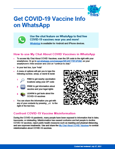 Get COVID-19 Vaccine Info on WhatsApp