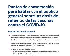 Preguntas frecuentes sobre la dosis de refuerzo de la vacuna contra el COVID-19