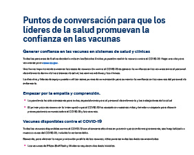 Puntos de conversación para que los líderes de la salud promuevan la confianza en las vacunas