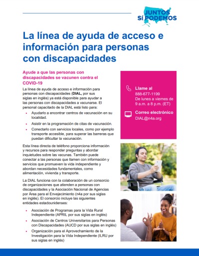 COVID-19 Vaccine Disability Information and Access Line (DIAL) — Spanish